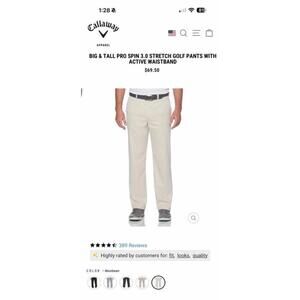 CALLAWAY BIG & TALL PRO SPIN 3.0 STRETCH GOLF PANTS, Size 40x36, NWT
